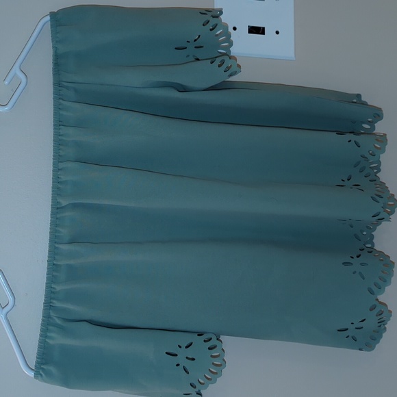 Mint Green Off Shoulder Shirt - Picture 2 of 4